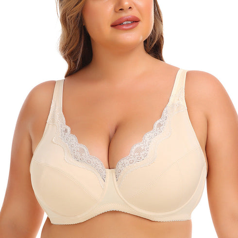 Women's Lace Underwire Support Minimizer Bras Back Smoothing Classic Push Up Bra