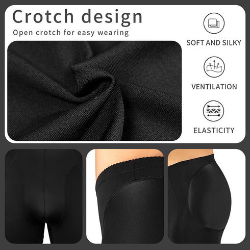 Mens Padded Hip Lift Boxer Briefs Body Shaper Butt Lifter Shapewear Shorts with Pads