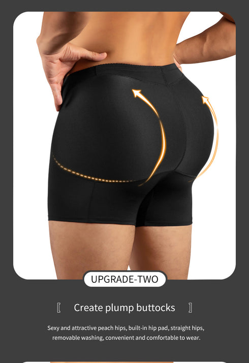 Mens Padded Hip Lift Boxer Briefs Body Shaper Butt Lifter Shapewear Shorts with Pads