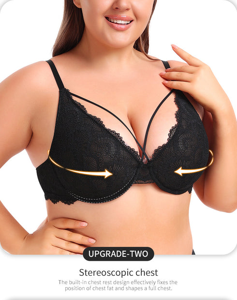 Minimizer Bras for Women Full Coverage Unlined Lace Sexy Plus Size Underwire Bra for Large Breasts