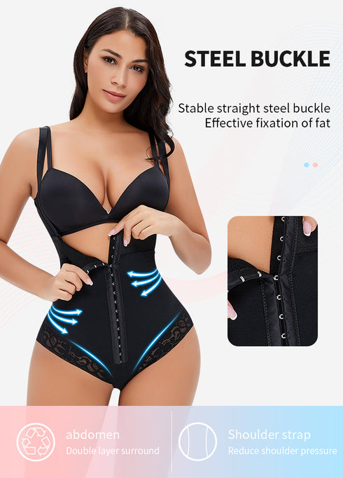 Women's Zipper Thong Shapewear Tummy Control Body Shaper High Waisted Spaghetti Strap Compression Underwear