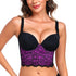 Lace Bralette for Women V Neck Bustier Tops with Underwired Racerback Crop Top