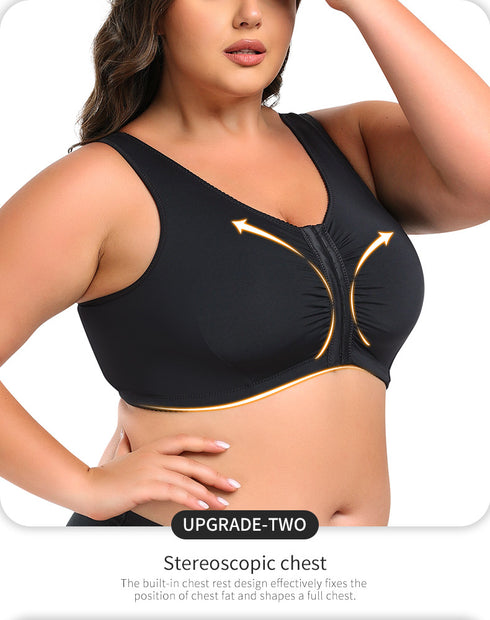 Women Front Closure Push Up Sports Bra Plus Size Full Coverage Full Figure Support Bras