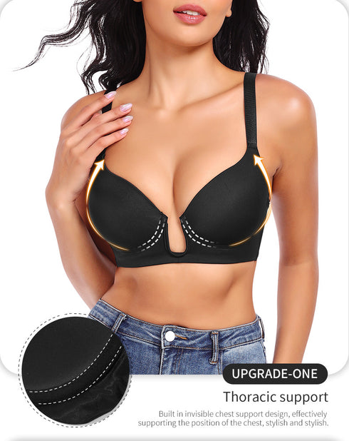 Women's Deep Plunge Bra Convertible Push up Low Cut Seamless Wireless Bra