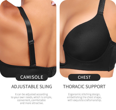 Women's Deep Plunge Bra Convertible Push up Low Cut Seamless Wireless Bra