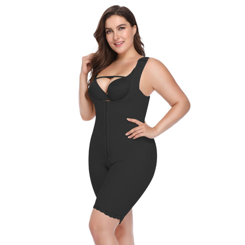 Women Large Size Bodysuit Thighs Slimmer Full Body Shapewear Breathable Open Bust