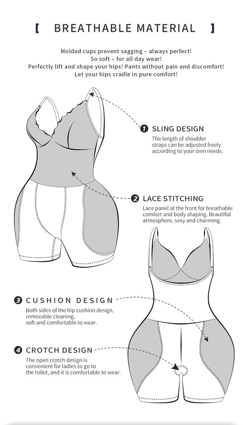 Women's Tummy Control Shapewear Plus Size Full Body Shaper Butt Lifter Thigh Slimmer Bodysuit