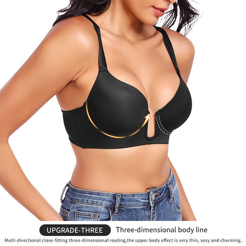 Women's Deep Plunge Bra Convertible Push up Low Cut Seamless Wireless Bra