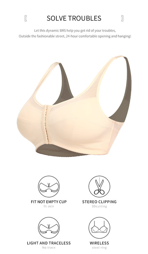 Women's Full Back Bras for Senior Lady with Scoliosis Comfortable Front Hook Posture Bra
