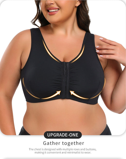 Women Front Closure Push Up Sports Bra Plus Size Full Coverage Full Figure Support Bras