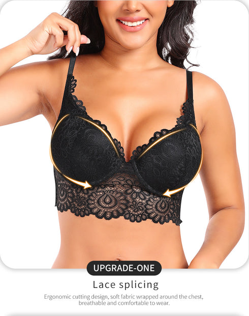 Women's Lace Nursing Bra Wirefree Padded Breastfeeding Maternity Bralette Cute More Coverage