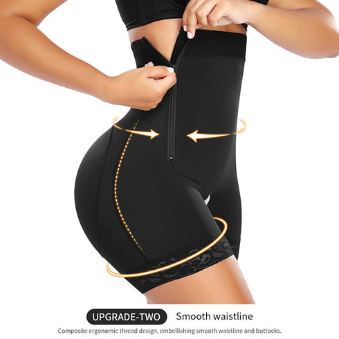 Plus Size Tummy Control Shapewear Faja Colombianas Side Zipper Body Shaper With Butt Lift