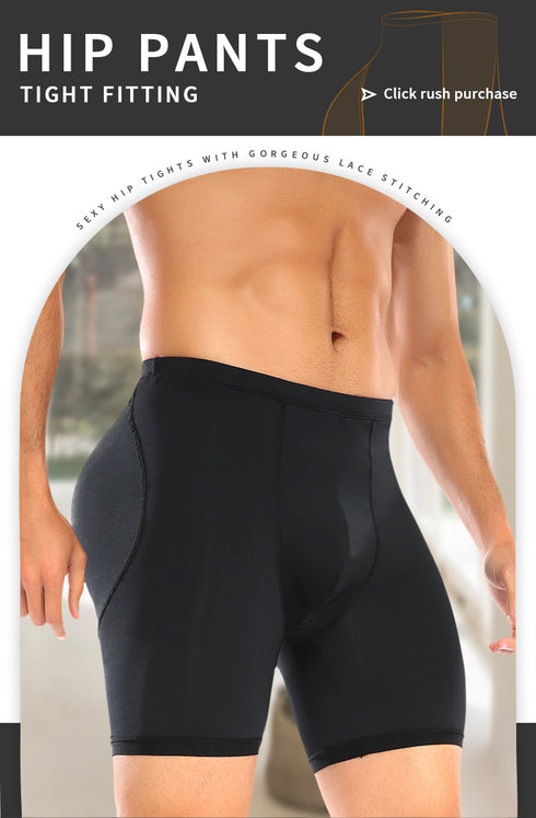 Men Compression Butt Lifter Enlarge Boxer Briefs Underwear Removable Pad Butt Enhancing