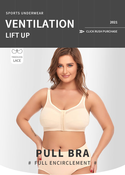 Women's Full Back Bras for Senior Lady with Scoliosis Comfortable Front Hook Posture Bra