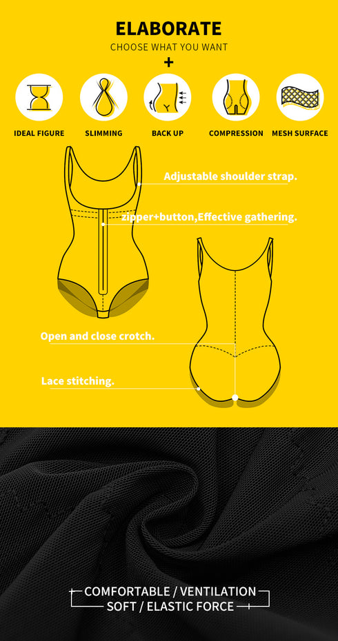 Fajas Colombianas Shapewear for Women Postpartum Tummy Control Body Shaper Butt Lifter Bodysuit