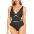 Shapewear for Women V Neck Lace Stitching Bodysuit One Piece Thong Body Shaper Top