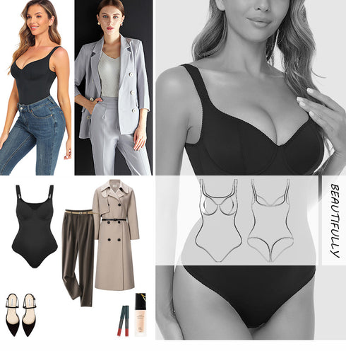 Women's Shapewear Bodysuit Tummy Control Full Body Shaper Seamless Underwear