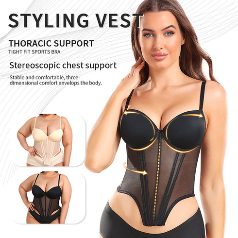 Women's Mesh Strapless Bodysuit Sleeveless Slim Fitted Tube Top Bodysuits