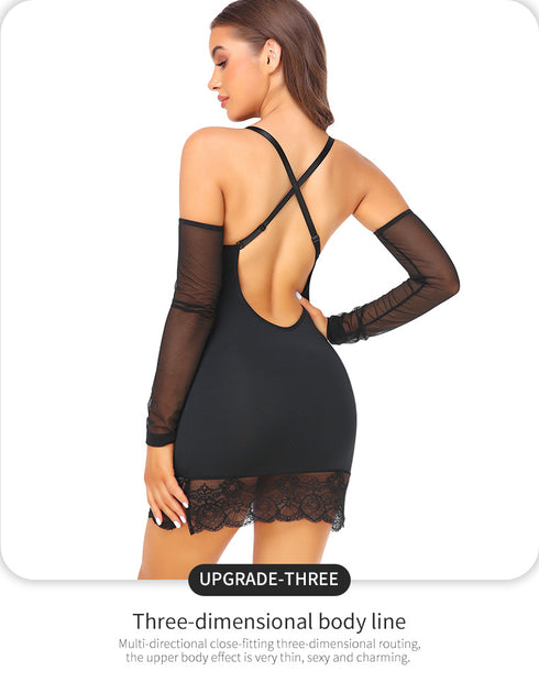 Plus Size Sexy Bodycon Mini Dress for Women Open Back Lace Trim Mini Dress Clubwear