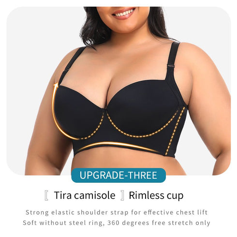 Plus Size Push Up Bras with Back Fat Coverage Seamless T-Shirt Bra 34B to 46D