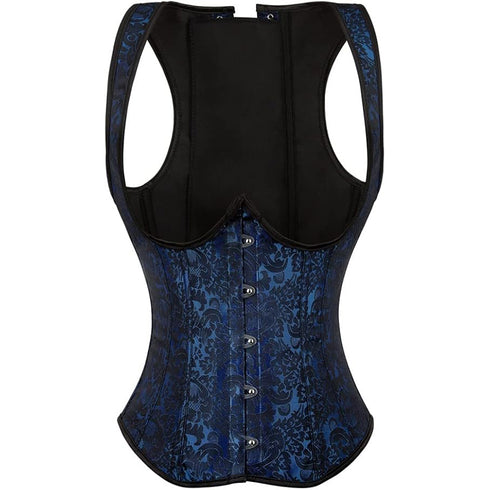Renaissance Brocade Flower Cupless Waist Trainer Underbust Corset