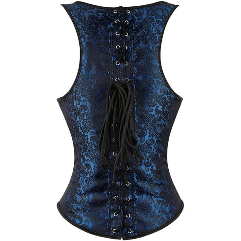 Renaissance Brocade Flower Cupless Waist Trainer Underbust Corset