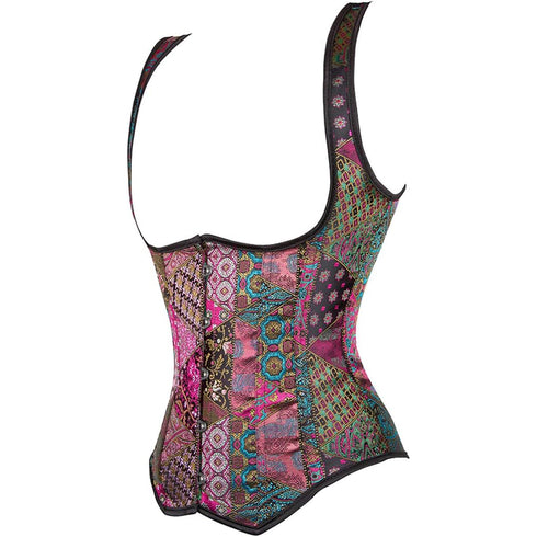 Renaissance Brocade Flower Cupless Waist Trainer Underbust Corset