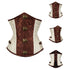 Renaissance Ivory Brown Steel Boned Steampunk Buckles Corset