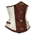Renaissance Ivory Brown Steel Boned Steampunk Buckles Corset