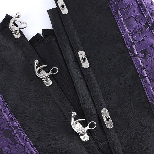 Renaissance Ivory Brown Steel Boned Steampunk Buckles Corset