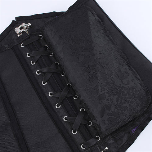 Renaissance Ivory Brown Steel Boned Steampunk Buckles Corset
