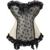 Satin Lace Trim Strapless Bustier Overbust Corset