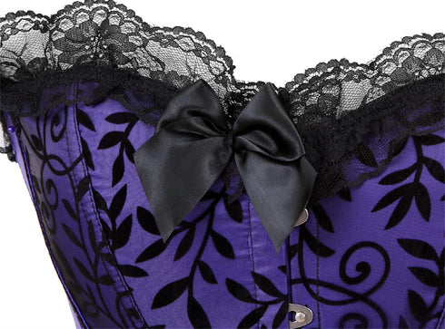 Satin Lace Trim Strapless Bustier Overbust Corset