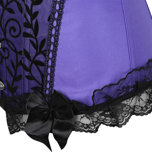 Satin Lace Trim Strapless Bustier Overbust Corset