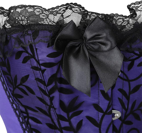 Satin Lace Trim Strapless Bustier Overbust Corset