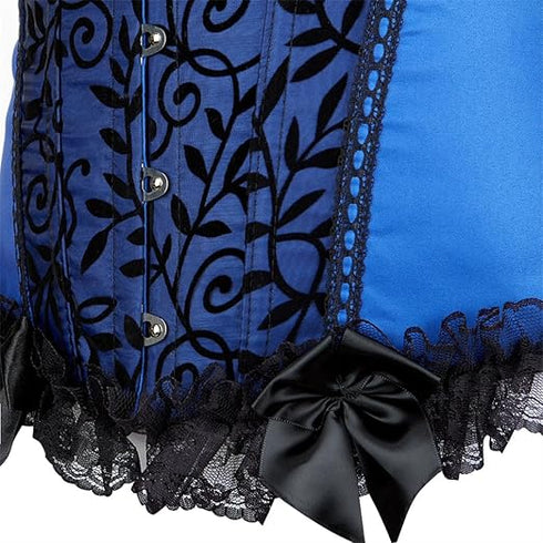 Satin Lace Trim Strapless Bustier Overbust Corset
