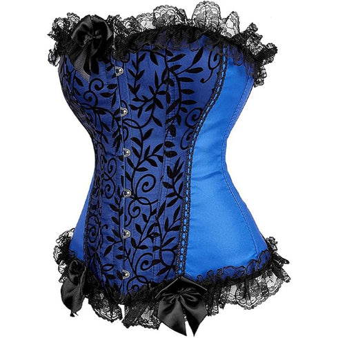 Satin Lace Trim Strapless Bustier Overbust Corset