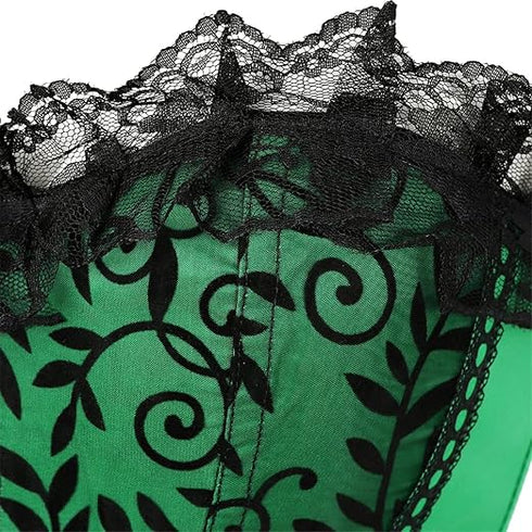 Satin Lace Trim Strapless Bustier Overbust Corset