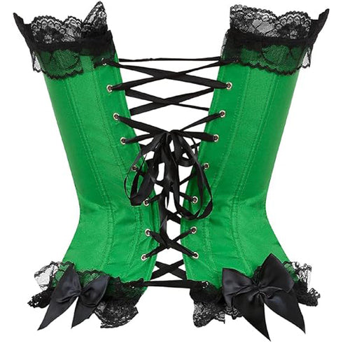 Satin Lace Trim Strapless Bustier Overbust Corset