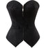 Sexy Pinstripe Denim OL Style Stripe Overbust Corset