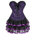 Steampunk Corset Skirt Burlesque Halloween Costume Set