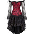 Steampunk Costumes Corset Dress Long Sleeve Lace with Skirt Set