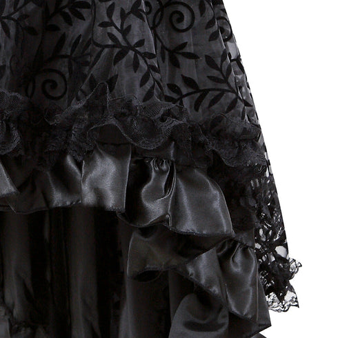 Steampunk Costumes Corset Dress Long Sleeve Lace with Skirt Set