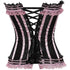 Stripe Bowknot Satin Lace Trim Bodice Overbust Corset