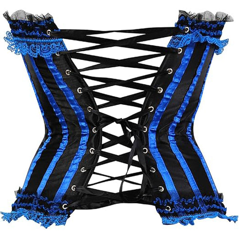 Stripe Bowknot Satin Lace Trim Bodice Overbust Corset