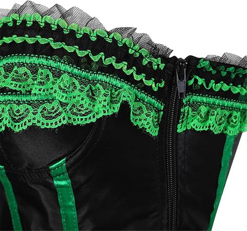 Stripe Bowknot Satin Lace Trim Bodice Overbust Corset