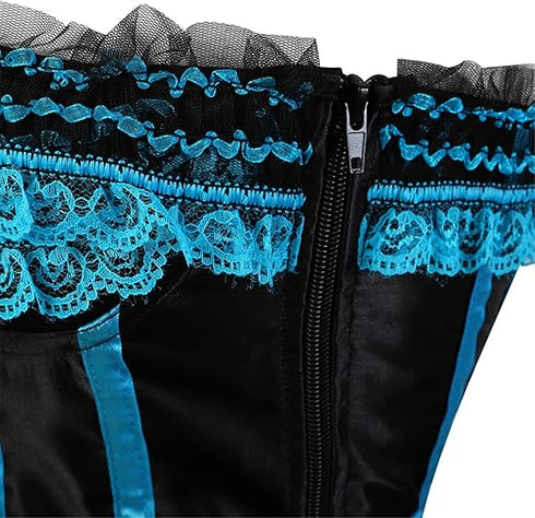 Stripe Bowknot Satin Lace Trim Bodice Overbust Corset