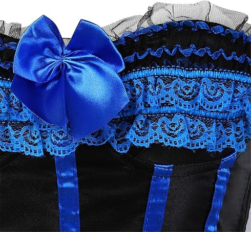 Stripe Bowknot Satin Lace Trim Bodice Overbust Corset