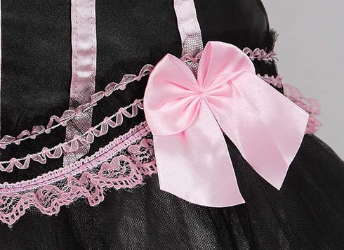 Stripe Bowknot Satin Lace Trim Bodice Overbust Corset