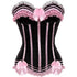 Stripe Bowknot Satin Lace Trim Bodice Overbust Corset